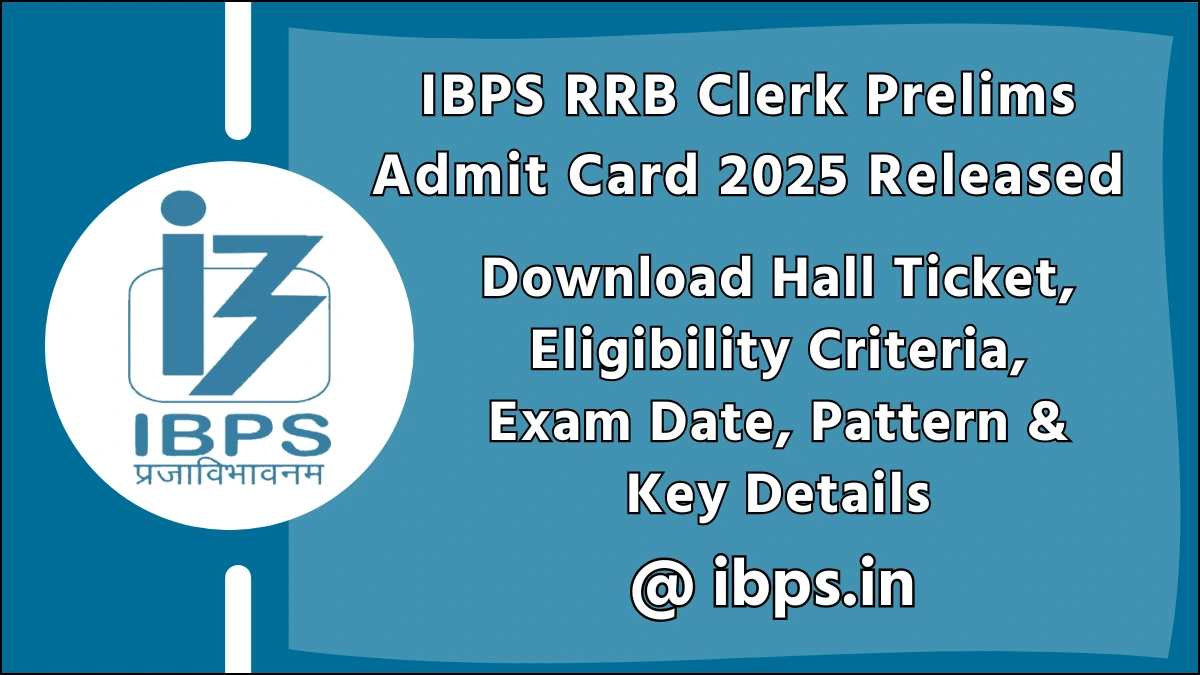 IBPS RRB Clerk Prelims Admit Card 2025 Released